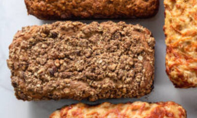 great collage of multi grain homemade bread in a white background